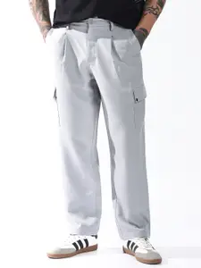 High Star Men Relaxed Fit Wrinkle Free Mid-Rise Cargos Korean Pants