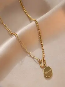 AQUASTREET 18K Gold Plated Waterproof Anti-Tarnish Beloved Engraved Pendant Necklace