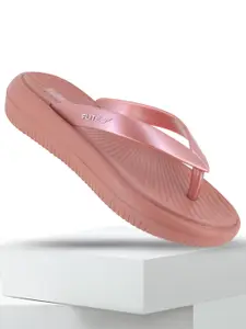 FLITE Women Striped  Open Toe Flip Flops