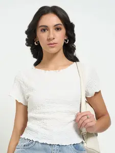 People Women Textured Solid Textured Top