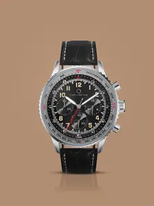 CARLINGTON Men Dial & Leather Straps Analogue Multi Function Watch Legacy 9988 Black