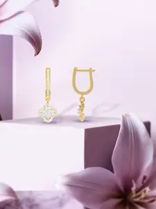 ANAYRA 925 Sterling Silver-Plated Artificial Stone Studded Contemporary Hoops Earrings