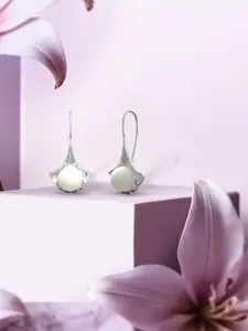 ANAYRA 925 Sterling Silver-Plated Artificial Stone Studded Contemporary Drop Earrings