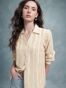 The Roadster Lifestyle Co. Women Standard Striped Pure Cotton Casual Shirt