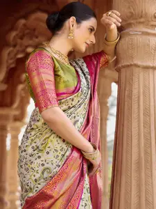 Satrani Ombre Zari Pure Silk Saree With Unstiched Blouse Piece