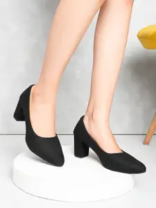 XE Looks Women Synthetic Leather Pointed Toe Block Pumps
