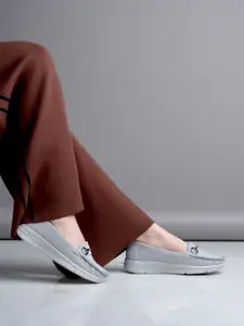 Shoetopia Women Synthetic Round Toe Lightweight Penny Loafers With Buckles