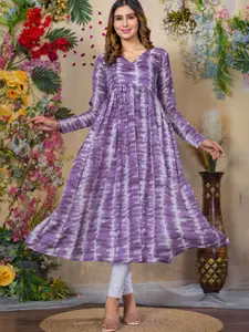 Sun Fashion And Lifestyle Shibori Printed Empire V-Neck A-Line Kurta