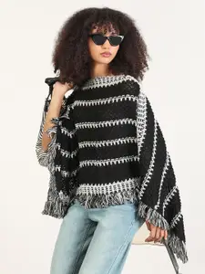 SHOWOFF Women Striped Round Neck Poncho