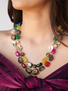 Binnis Wardrobe Quartz Studded Mireille Two-Layer Necklace