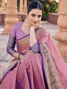 Satrani Pure Silk Woven Design Zari Paithani Saree With Unstitched Blouse Piece