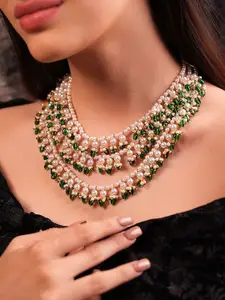 Binnis Wardrobe Artificial Stones Studded & Beaded Layered Necklace