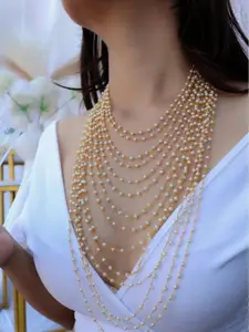 Binnis Wardrobe Gold-Plated Pearl Beaded Layered Necklace