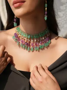 Binnis Wardrobe Precious Stone Studded Necklace & Earrings