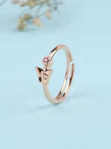 Ornate Jewels 925 Silver 18K Rose Gold Plated Red Ruby Ring