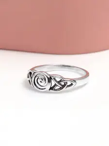 LeCalla 925 Sterling Silver Plated Spiral Design Celtic knot Finger Ring