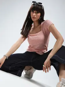 Sera Women Square Neck Short Sleeves Top