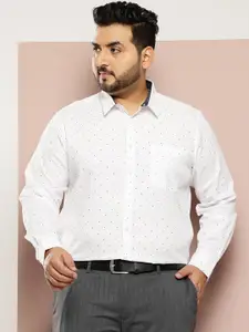 Thomas Scott Men Premium Plus Size Regular Fit Polka Dots Printed Formal Shirts