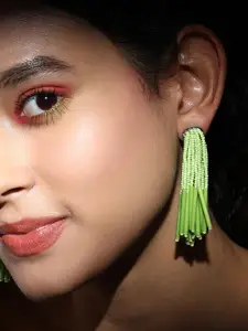 SOHI Silver-Plated Contemporary Artificial Beads Drop Earrings