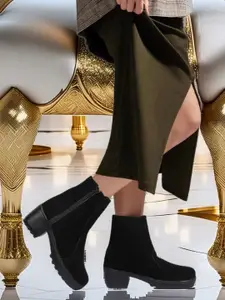 STRASSE PARIS Women Block Heel Round Toe Mid-Top Boots