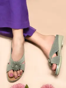 JodyHub Women Printed Open Toe Flats with Bows