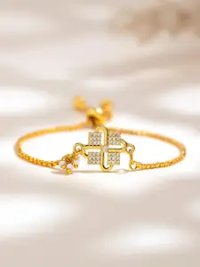 Voylla Golden Blossom Stone Studded & Beaded Sister Bracelet  Rakhi