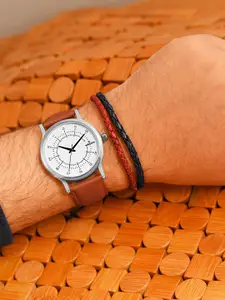 WROGN Men Round Dial & Leather Bracelet Style Straps Analogue Watch WRNWJ25 Set-36