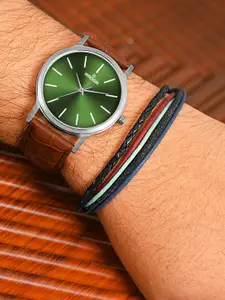 WROGN Men Dial & Leather Bracelet Style Straps Analogue Watch WRNWJ25 Set-21