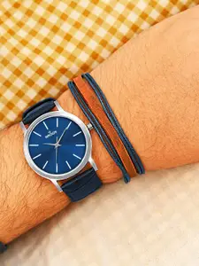 WROGN Men Mother of Pearl Dial & Leather Bracelet Straps Analogue Watch WRNWJ25 Set-19