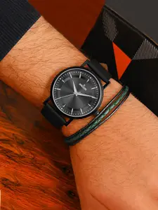 WROGN Men Dial & Leather Bracelet Style Straps Analogue Watch WRNWJ25 Set-61