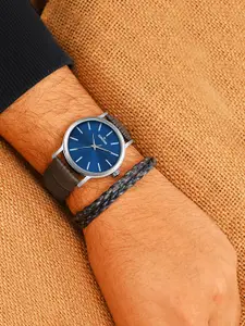 WROGN Men Embellished Dial & Leather Straps Analogue Watch WRNWJ25 Set-24