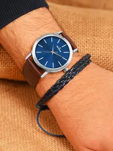 WROGN Men Analogue Watch & Leather Bracelet WRNWJ25 Set-27