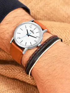 WROGN Men Embellished Dial & Leather Bracelet Style Straps Analogue Watch WRNWJ25 Set-43