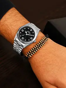 WROGN Men Patterned Dial & Bracelet Style Straps Analogue Watch WRNWJ25 Set-70