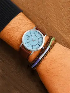 WROGN Men Dial & Leather Bracelet Style Straps Analogue Watch WRNWJ25 Set-41