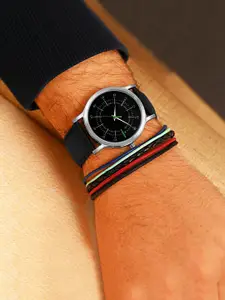 WROGN Men Patterned Dial & Leather Bracelet Style Straps Analogue Watch WRNWJ25 Set-39