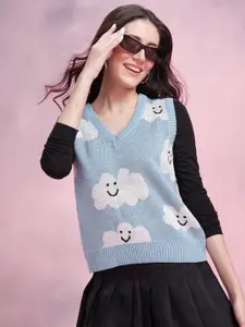 DressBerry Women Self Design Acrylic Sweater Vest