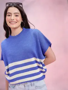 DressBerry Striped Round Neck Extended Sleeves Pullover