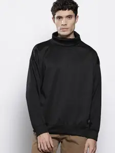 The Indian Garage Co Self Design Turtle Neck Drop-Shoulder Sleeves Sweatshirt
