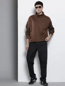 The Indian Garage Co Self Striped Turtle Neck Relaxed Fit Sweatshirt