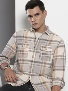 The Indian Garage Co Pure Cotton Slim Fit Checked Casual Shirt