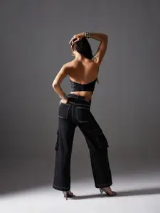 Miss Chase Women Wide Leg High-Rise Heavy Fade Stretchable Jeans