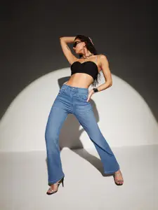 Miss Chase Women Wide Leg Light Fade Stretchable Jeans