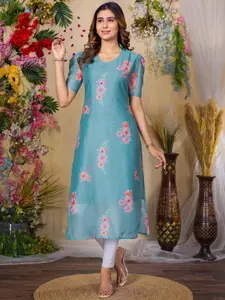 Sun Fashion And Lifestyle Women Floral Printed V-Neck Straight Kurta