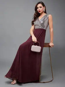 Miss Chase Women Embroidered Georgette Maxi Dress MCSS24D16