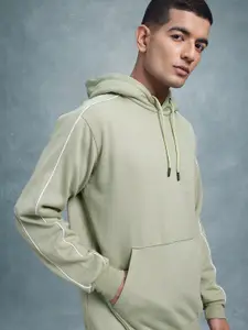 Roadster Men Striped Hooded Fleece Sweatshirt