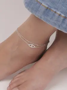 LeCalla Silver-Plated Artificial Stones and Beads Anklet