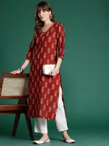 Indo Era Ethnic Motifs Printed Pure Cotton Kurta
