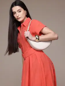 MANGO Belted Shirt Midi Dress