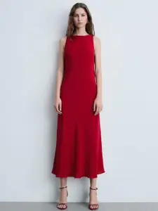 MANGO Cowl Neck Satin Midi Dress